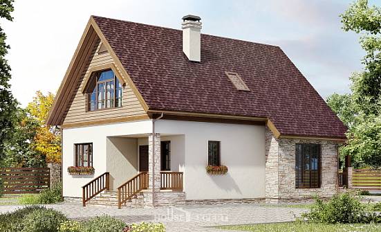 140-001-П Проект двухэтажного дома с мансардой, небольшой дом из теплоблока Нижний Тагил | Проекты домов от House Expert