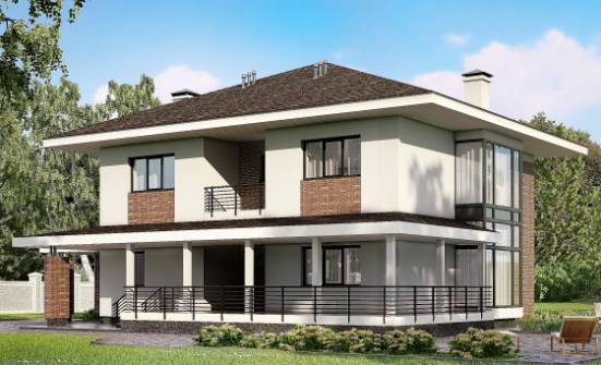 275-002-П Проект двухэтажного дома и гаражом, современный загородный дом из кирпича Нижний Тагил | Проекты домов от House Expert
