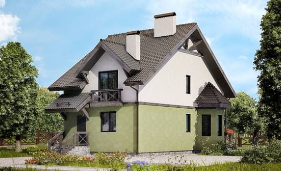 120-003-П Проект двухэтажного дома мансардой, скромный загородный дом из газобетона Нижний Тагил | Проекты домов от House Expert