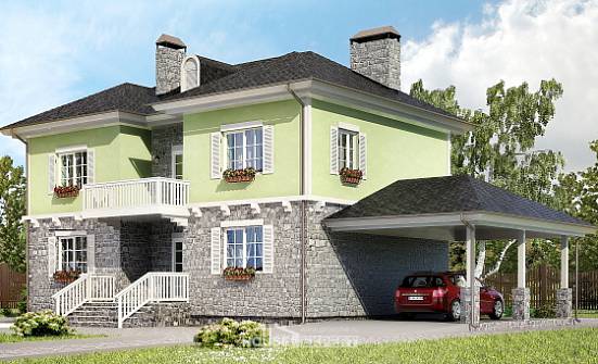 155-006-П Проект двухэтажного дома и гаражом, современный загородный дом из бризолита Нижний Тагил | Проекты домов от House Expert