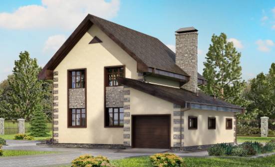 160-004-П Проект двухэтажного дома и гаражом, простой дом из газосиликатных блоков Нижний Тагил | Проекты домов от House Expert