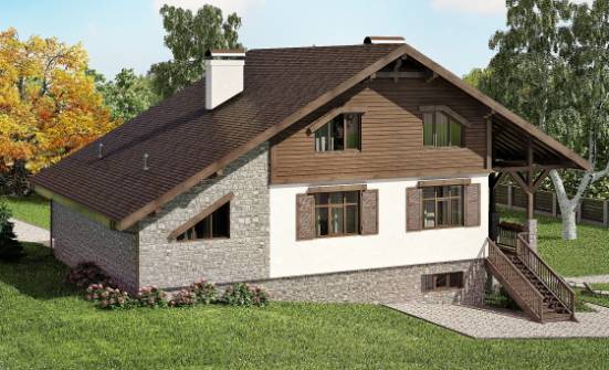 300-003-П Проект трехэтажного дома с мансардой и гаражом, большой загородный дом из кирпича Нижний Тагил | Проекты домов от House Expert