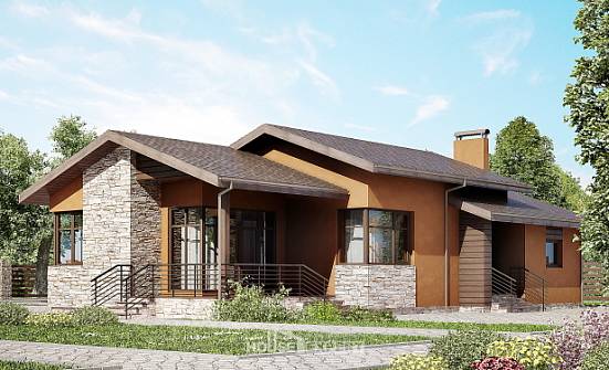 130-007-П Проект одноэтажного дома, простой коттедж из теплоблока Нижний Тагил | Проекты домов от House Expert