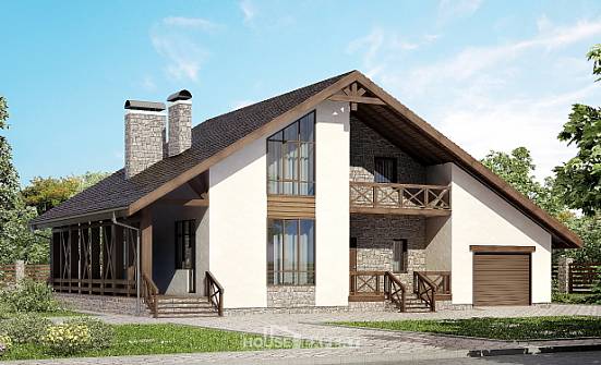 265-001-П Проект двухэтажного дома с мансардным этажом, гараж, просторный дом из бризолита Нижний Тагил | Проекты домов от House Expert