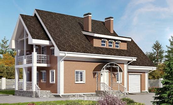 185-003-П Проект двухэтажного дома с мансардой и гаражом, красивый домик из арболита Нижний Тагил | Проекты домов от House Expert