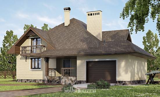 275-003-П Проект двухэтажного дома мансардой, гараж, уютный загородный дом из кирпича Нижний Тагил | Проекты домов от House Expert