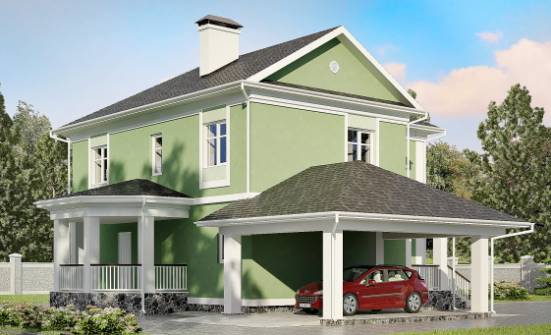170-001-Л Проект двухэтажного дома и гаражом, компактный домик из теплоблока Нижний Тагил | Проекты домов от House Expert