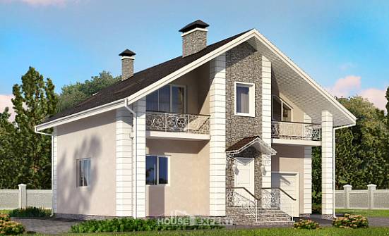 150-002-П Проект двухэтажного дома мансардой, гараж, бюджетный загородный дом из газобетона Нижний Тагил | Проекты домов от House Expert