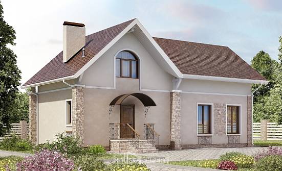 150-012-Л Проект двухэтажного дома с мансардой, бюджетный загородный дом из теплоблока Нижний Тагил | Проекты домов от House Expert