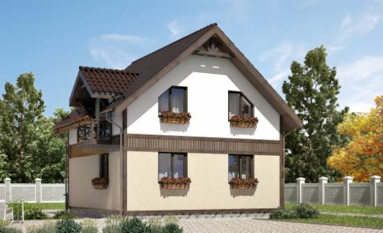 105-001-П Проект двухэтажного дома с мансардой, бюджетный коттедж из поризованных блоков Нижний Тагил | Проекты домов от House Expert