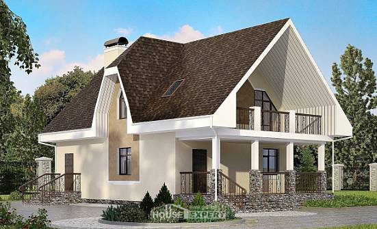 125-001-Л Проект двухэтажного дома мансардой, красивый дом из пеноблока Нижний Тагил | Проекты домов от House Expert