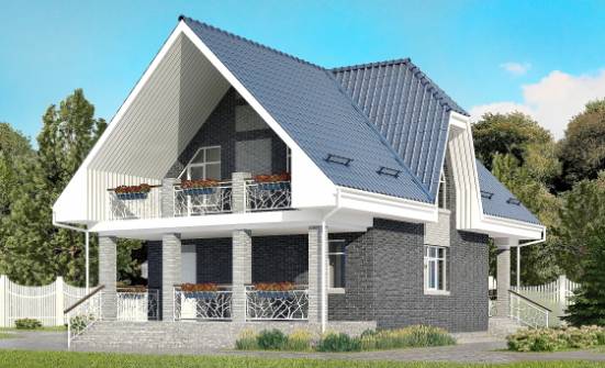 125-002-Л Проект двухэтажного дома мансардный этаж, гараж, скромный дом из пеноблока Нижний Тагил | Проекты домов от House Expert