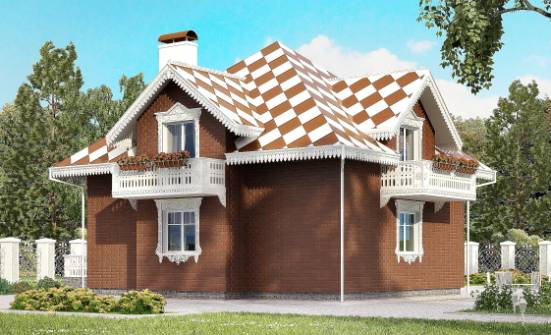 155-003-Л Проект двухэтажного дома с мансардой, гараж, уютный коттедж из поризованных блоков Нижний Тагил | Проекты домов от House Expert