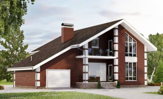 180-001-Л Проект двухэтажного дома с мансардой, гараж, бюджетный дом из газобетона Нижний Тагил | Проекты домов от House Expert
