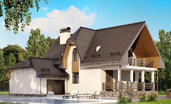 150-001-Л Проект двухэтажного дома с мансардой, гараж, компактный домик из теплоблока Нижний Тагил | Проекты домов от House Expert