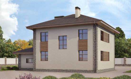 185-004-П Проект двухэтажного дома и гаражом, уютный коттедж из керамзитобетонных блоков Нижний Тагил | Проекты домов от House Expert