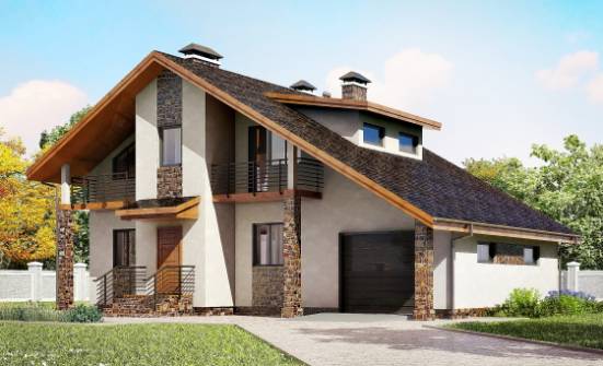 180-008-П Проект двухэтажного дома мансардой, гараж, просторный домик из пеноблока Нижний Тагил | Проекты домов от House Expert