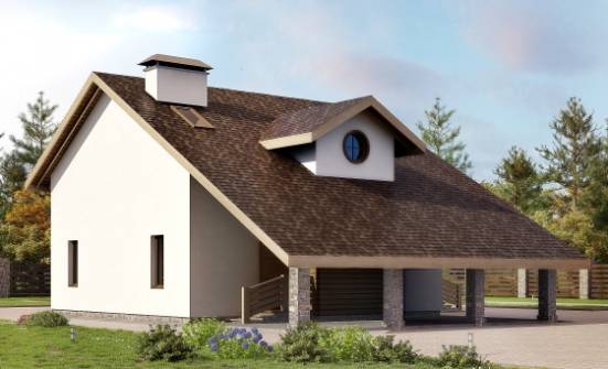 155-010-Л Проект двухэтажного дома с мансардой, гараж, классический домик из бризолита Нижний Тагил | Проекты домов от House Expert