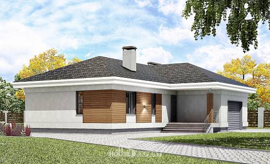 165-001-П Проект одноэтажного дома и гаражом, современный дом из керамзитобетонных блоков Нижний Тагил | Проекты домов от House Expert
