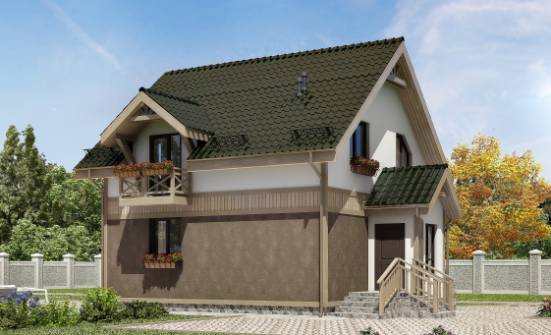 105-001-Л Проект двухэтажного дома с мансардой, экономичный коттедж из поризованных блоков Нижний Тагил | Проекты домов от House Expert