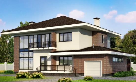 275-002-П Проект двухэтажного дома и гаражом, современный загородный дом из кирпича Нижний Тагил | Проекты домов от House Expert