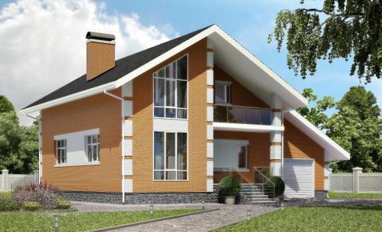 190-006-П Проект двухэтажного дома с мансардным этажом, гараж, классический домик из арболита Нижний Тагил | Проекты домов от House Expert