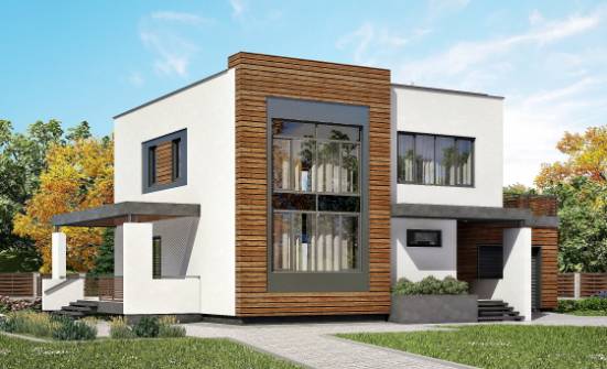 220-003-П Проект двухэтажного дома и гаражом, красивый коттедж из блока Нижний Тагил | Проекты домов от House Expert