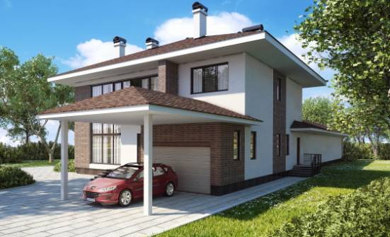340-001-П Проект двухэтажного дома и гаражом, современный коттедж из кирпича Нижний Тагил | Проекты домов от House Expert