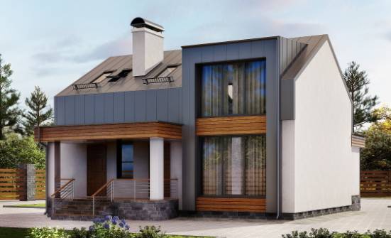 120-004-П Проект двухэтажного дома с мансардным этажом, недорогой домик из блока Нижний Тагил | Проекты домов от House Expert