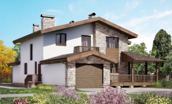 220-001-П Проект двухэтажного дома мансардой и гаражом, уютный дом из поризованных блоков Нижний Тагил | Проекты домов от House Expert
