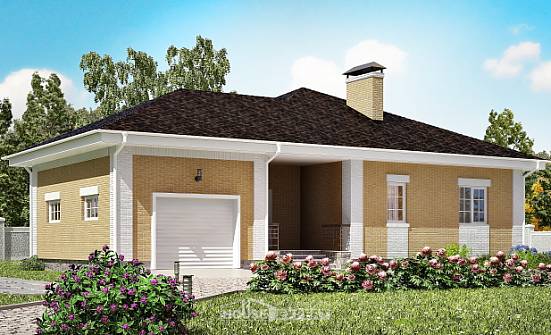 130-002-Л Проект одноэтажного дома, гараж, бюджетный загородный дом из бризолита Нижний Тагил | Проекты домов от House Expert