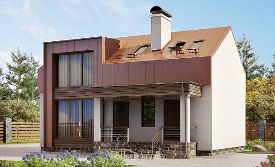 120-004-Л Проект двухэтажного дома мансардой, современный коттедж из теплоблока Нижний Тагил | Проекты домов от House Expert