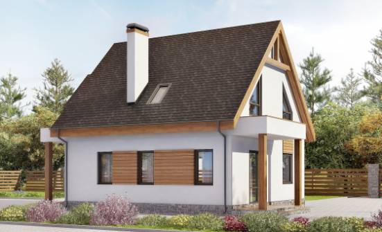 120-005-П Проект двухэтажного дома с мансардой, гараж, классический загородный дом из газобетона Нижний Тагил | Проекты домов от House Expert