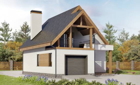 120-005-П Проект двухэтажного дома с мансардой, гараж, классический загородный дом из газобетона Нижний Тагил | Проекты домов от House Expert