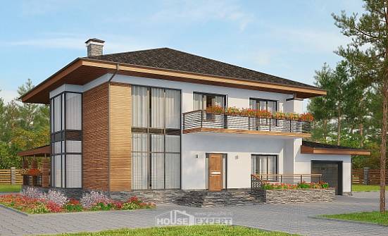 305-001-П Проект двухэтажного дома, гараж, классический дом из твинблока Нижний Тагил | Проекты домов от House Expert