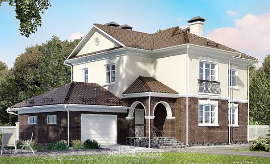 190-002-Л Проект двухэтажного дома, гараж, классический загородный дом из теплоблока Нижний Тагил | Проекты домов от House Expert