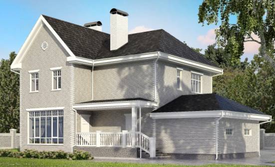 190-001-Л Проект двухэтажного дома и гаражом, уютный коттедж из кирпича Нижний Тагил | Проекты домов от House Expert