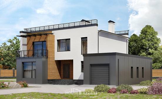 260-002-П Проект двухэтажного дома и гаражом, большой дом из газобетона Нижний Тагил | Проекты домов от House Expert