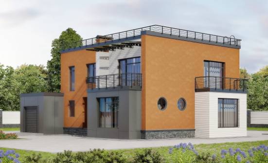 260-002-Л Проект двухэтажного дома, гараж, большой домик из пеноблока Нижний Тагил | Проекты домов от House Expert