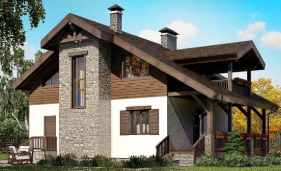150-004-Л Проект двухэтажного дома мансардой, красивый загородный дом из пеноблока Нижний Тагил | Проекты домов от House Expert