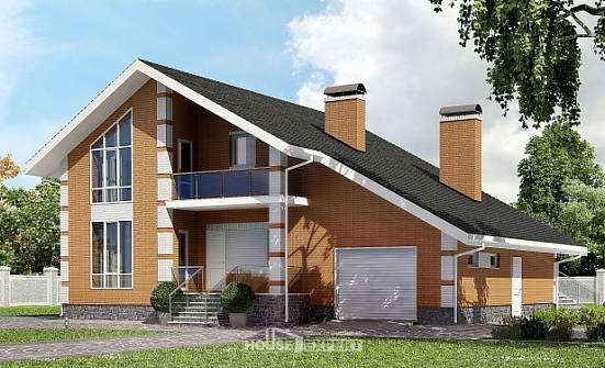 190-006-П Проект двухэтажного дома с мансардным этажом, гараж, классический домик из арболита Нижний Тагил | Проекты домов от House Expert