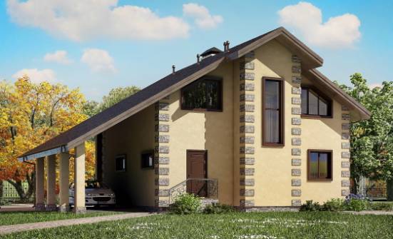 150-003-П Проект двухэтажного дома мансардой, гараж, современный загородный дом из бризолита Нижний Тагил | Проекты домов от House Expert