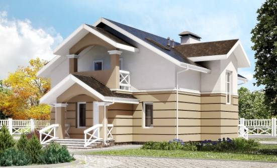 155-009-П Проект двухэтажного дома с мансардой, недорогой коттедж из бризолита Нижний Тагил | Проекты домов от House Expert