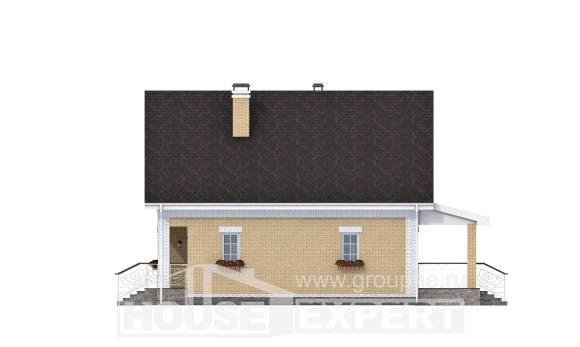 130-004-П Проект двухэтажного дома мансардой, бюджетный домик из пеноблока, Нижний Тагил
