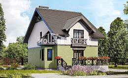 120-003-П Проект двухэтажного дома мансардой, бюджетный домик из поризованных блоков Нижний Тагил, House Expert