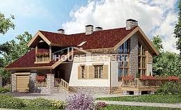 165-002-П Проект двухэтажного дома с мансардой, гараж, современный коттедж из пеноблока Нижний Тагил, House Expert