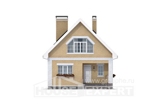 130-004-П Проект двухэтажного дома с мансардным этажом, простой домик из керамзитобетонных блоков, Нижний Тагил