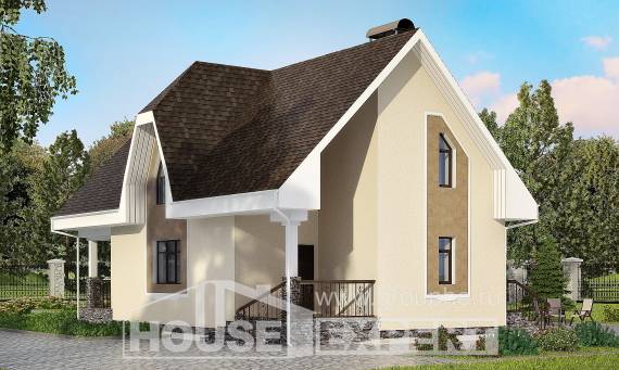 125-001-Л Проект двухэтажного дома с мансардой, бюджетный коттедж из блока Нижний Тагил, House Expert