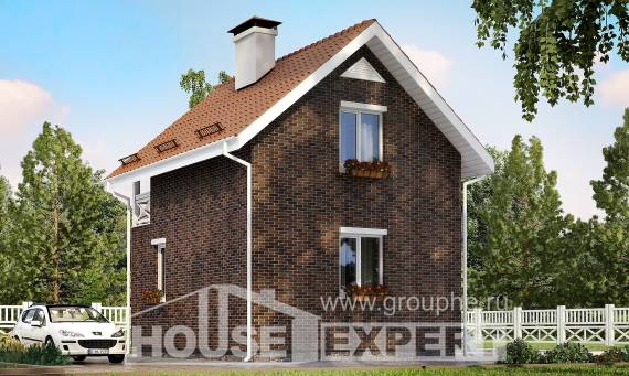 045-001-Л Проект двухэтажного дома с мансардным этажом, миниатюрный коттедж из блока Нижний Тагил, House Expert