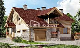 165-002-П Проект двухэтажного дома мансардой и гаражом, компактный коттедж из теплоблока Нижний Тагил, House Expert